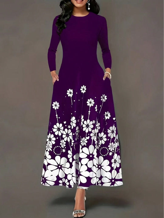 Damen Maxikleid mit floralen Mustern und praktischen Taschen EB