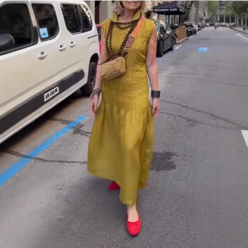 Damen Polo-Maxi-Kleid mit lässigem Schnitt und strukturierter Textur EB