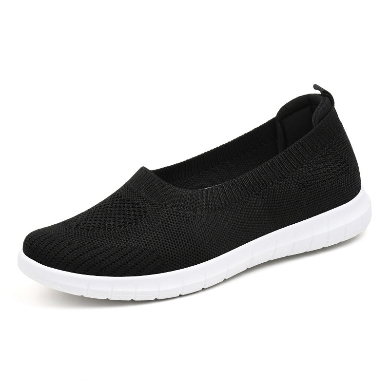 Damen bequeme Slip-On Sneakers mit atmungsaktiver Strickoberfläche EB
