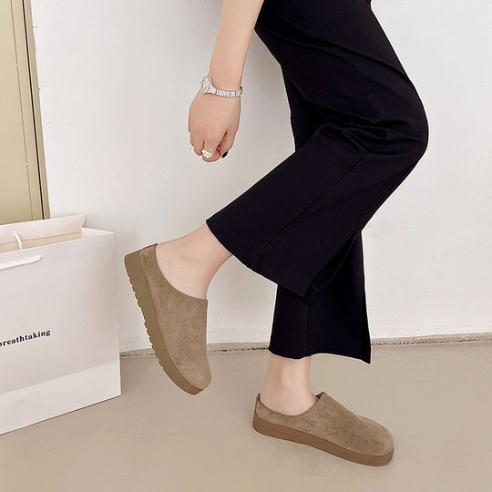Damen rutschfeste Clogs aus weichem Veloursleder EB