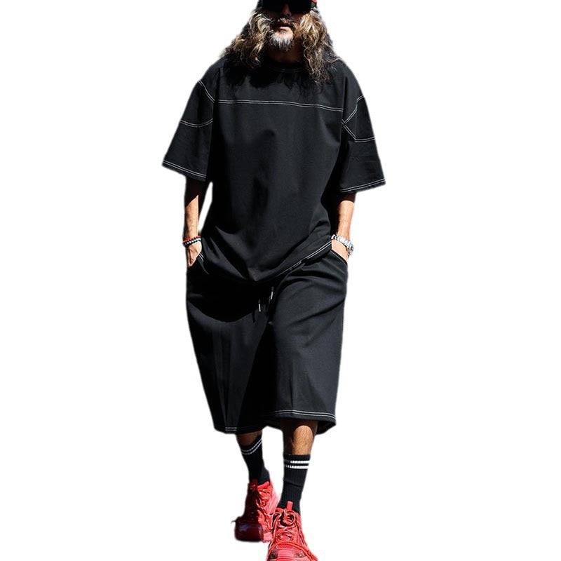 Herren lässiges Kurzarm-T-Shirt mit oversized Schnitt und komfortablen Hosen EB