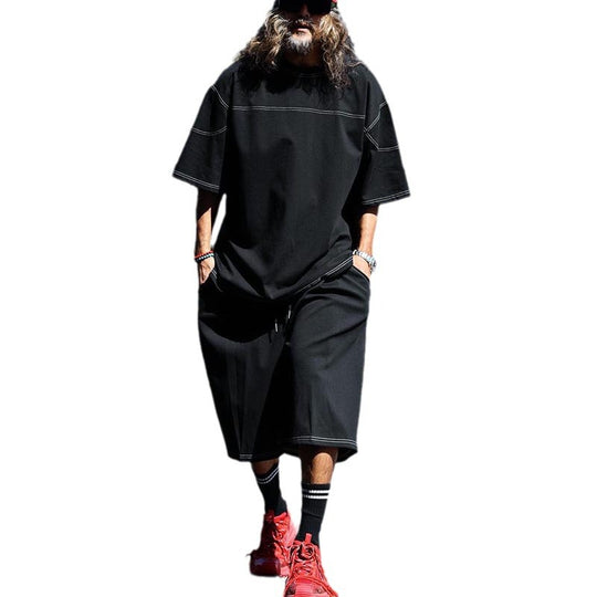 Herren lässiges Kurzarm-T-Shirt mit oversized Schnitt und komfortablen Hosen EB