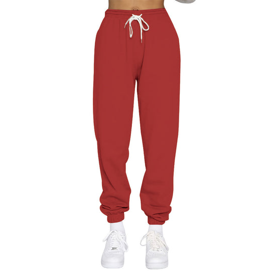 Damen nan High‑Waist Relax-Jogginghose mit elastischem Komfortbund, Kordelzug und gerippten Knöchelbündchen EB
