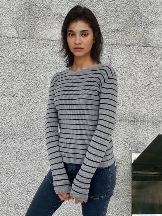 Damen Langarmshirt mit feinen Streifen und weitem Schnitt EB