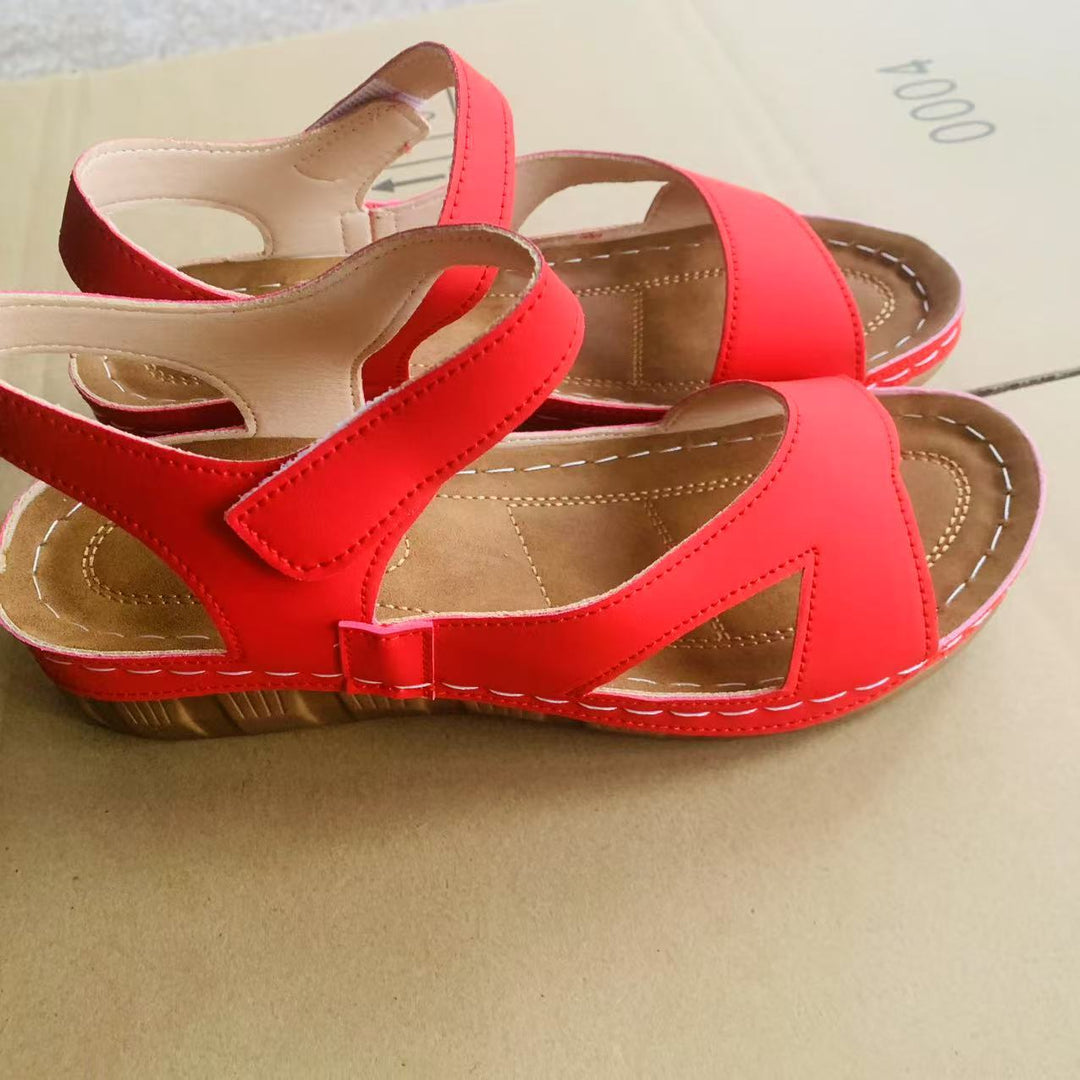 Damen Wedge-Sandalen mit verstellbarem Riemen und komfortablem Fußbett EB