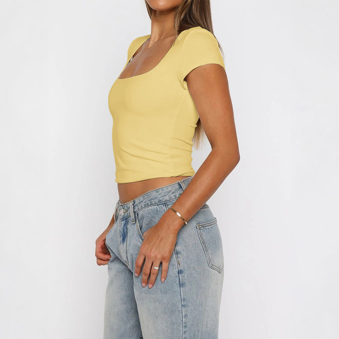 Damen Kurzarm T-Shirt mit quadratischem Ausschnitt EB
