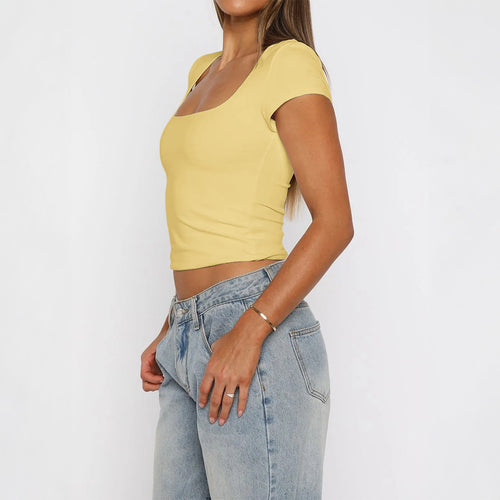 Damen Kurzarm T-Shirt mit quadratischem Ausschnitt EB