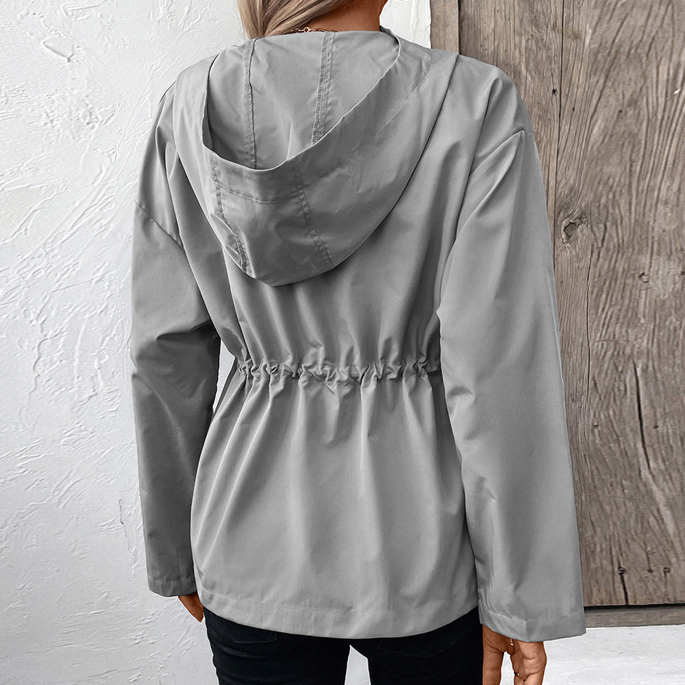Damen leichte Kapuzenjacke mit einstellbarem Bund EB