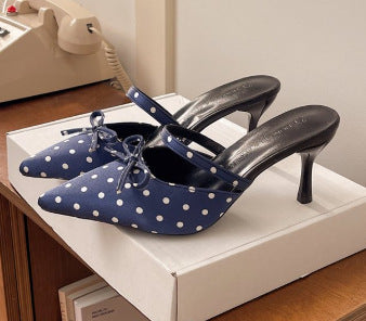 Damen Slingback-Pumps mit gepunktetem Design und elegantem Schleifchen EB