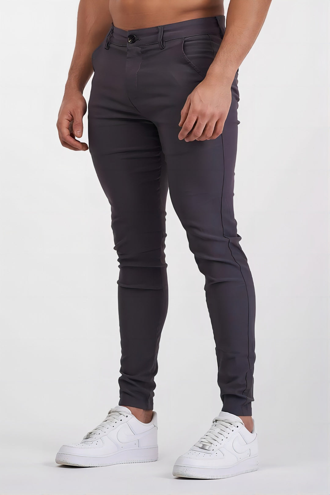 Herren eng anliegende Chinohose mit elastischem Bund und stylishem Design EB
