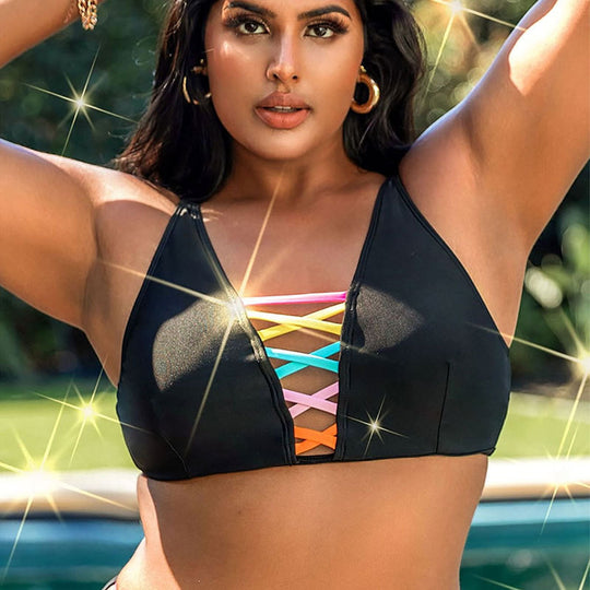 Damen Bikinioberteil mit buntem Schnürdesign EB