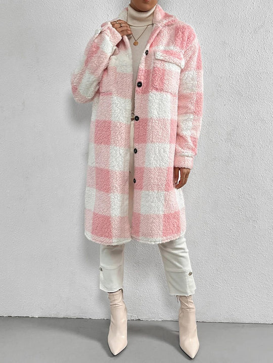 EB | Weiche Teddyjacke mit Karomuster Warm und Komfortabel Perfekt für Den Herbst