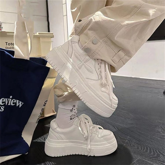 Damen modische Plateau-Sneaker mit trendigem Design und rutschfester Sohle EB