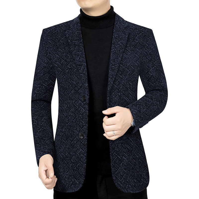 Herren Jacquard-Sakko im City-Stil aus Wollmix, unstrukturiert und halbgefüttert EB
