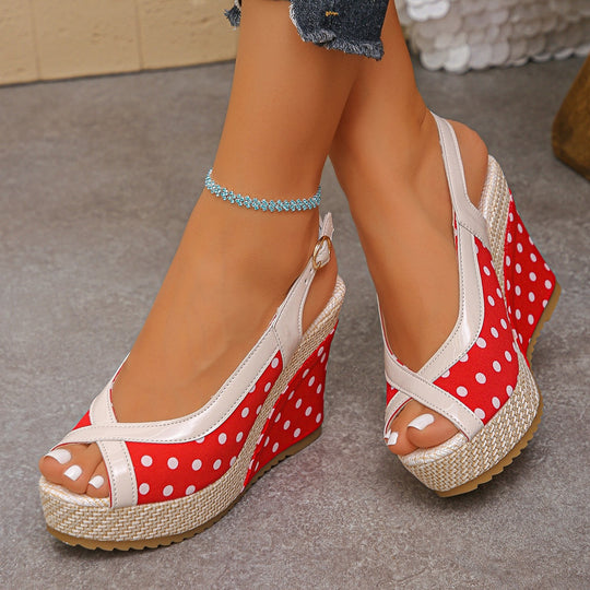 Damen Wedge-Sandalen mit buntem Punkte-Design EB