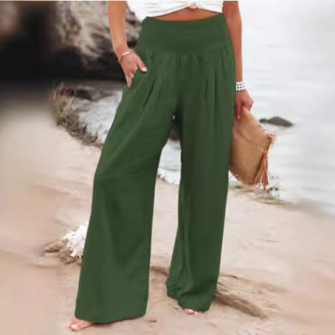 Damen Weite Sommerhose mit elastischem Bund und lockerer Passform EB