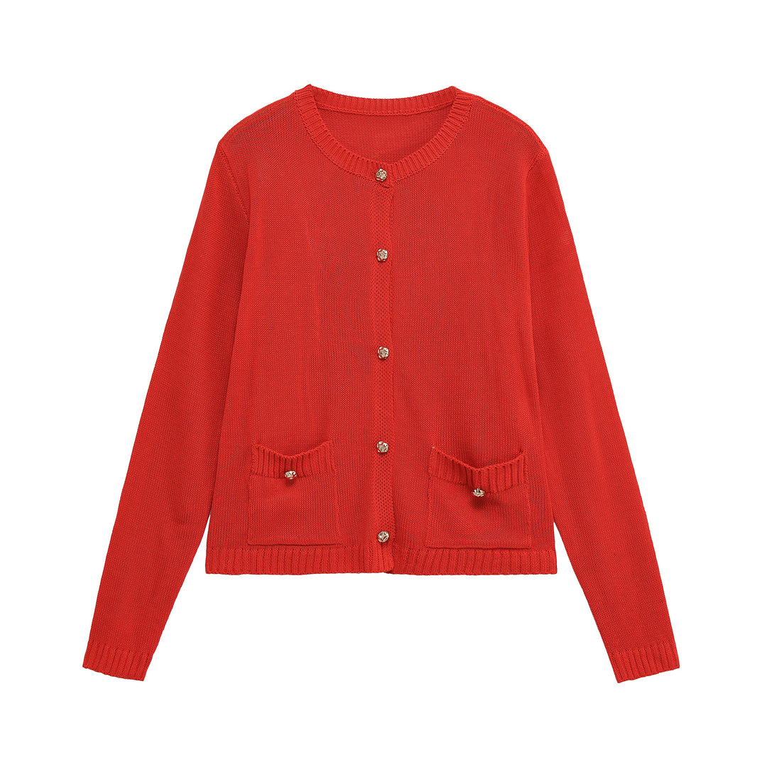 Damen elegante Strickjacke mit praktischen Taschen EB