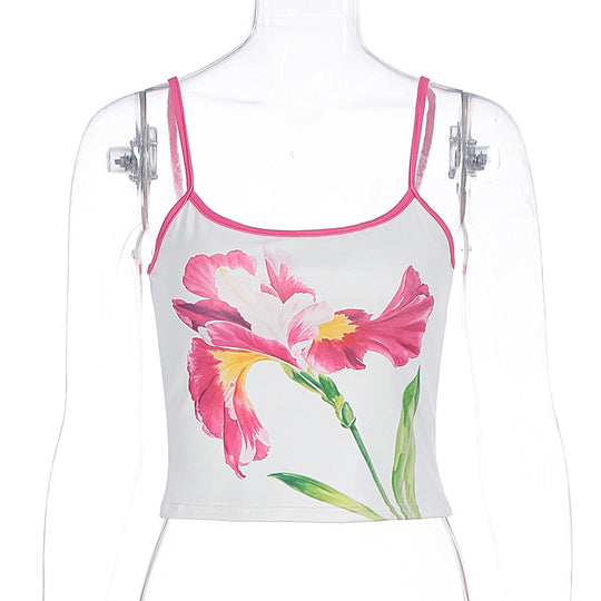 Damen Oberteil im floralen Design mit Spaghettiträgern EB