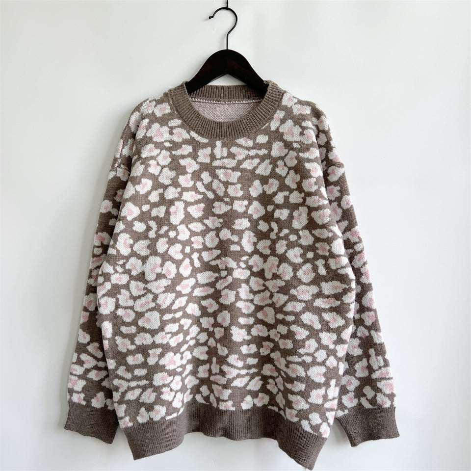 Damen legerer Pullover mit tierischem Muster EB