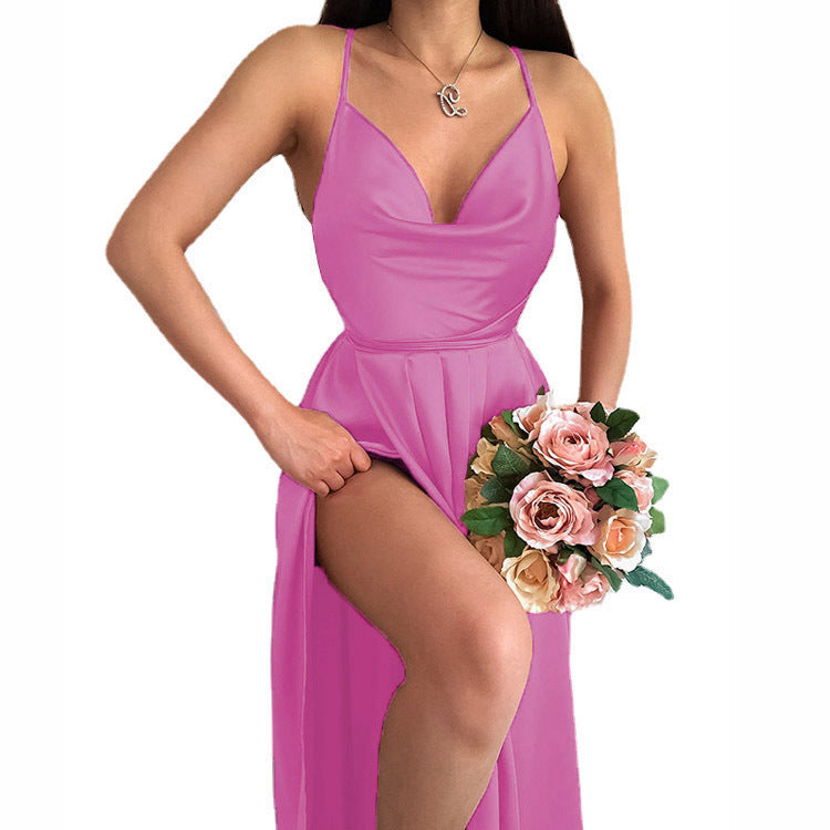 Damen Hochzeitskleid mit elegantem V-Ausschnitt und fließendem Rock EB
