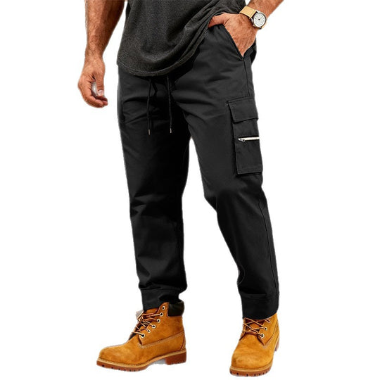 Herren Cargo-Jogginghose mit Multifunktionalen Reißverschluss-Taschen & Elastischem Bündchen EB