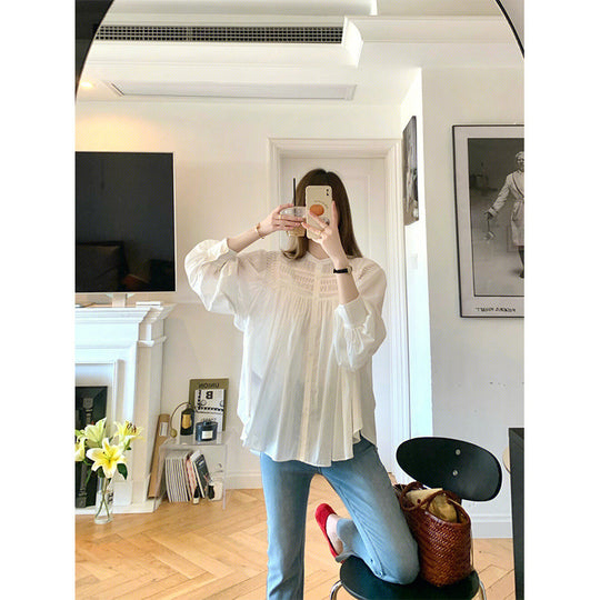 Damen bestickte Knopfleistenbluse EB