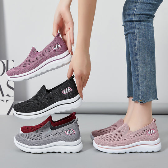 Damen Atmungsaktive Slip-On Sneakers mit elastischer Strickoberfläche EB
