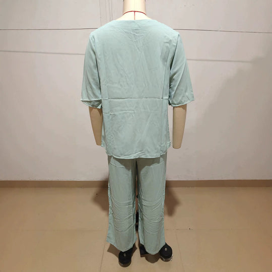 Damen Lässiger zweiteiliger Freizeitanzug mit lockerem Kurzarmtop und weiter Palazzohose EB