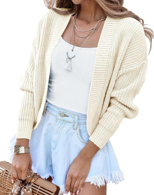 Damen Grobstrickcardigan mit weiten Ärmeln und offener Front EB