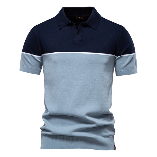 Herren Polo-Shirt mit kontrastierendem Farbblockdesign und hochwertiger Piqué-Textur EB