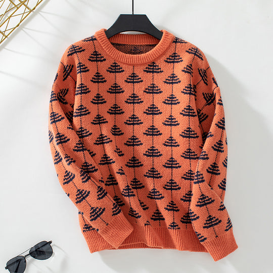 Damen Strickpullover mit verspieltem Baumdesign und weichem Material EB