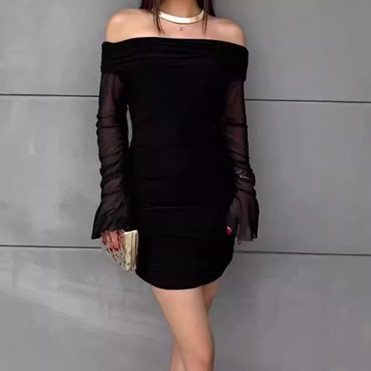 Damen Off-Shoulder Minikleid mit eleganten Rüschendetails EB