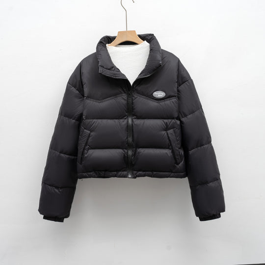 Damen modische kurz geschnittene Steppjacke mit hohem Kragen und praktischem Reißverschluss EB