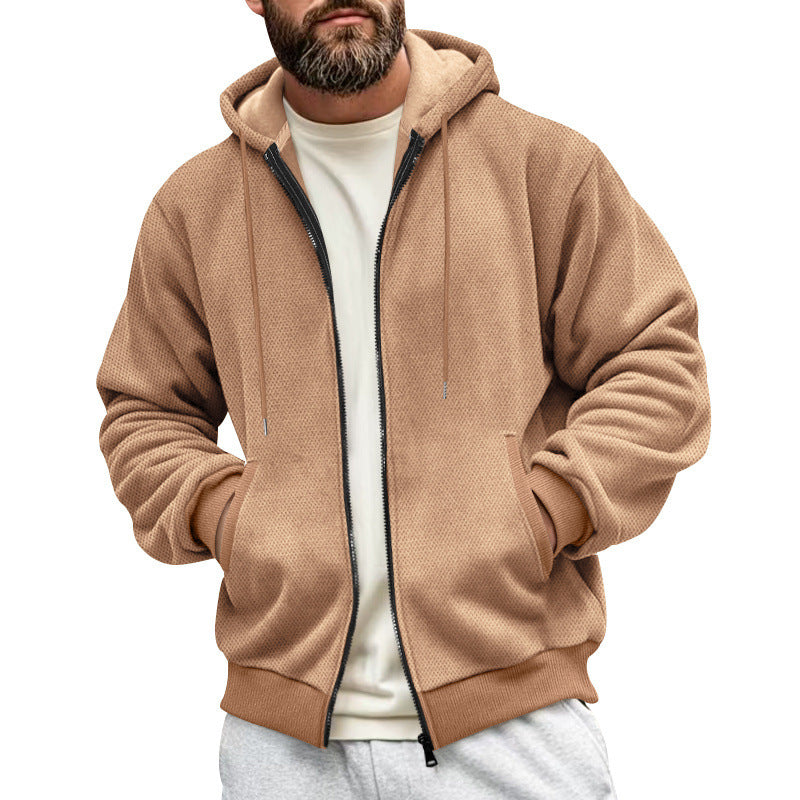 Herren sportliche Kapuzenjacke aus atmungsaktivem Material mit seitlichen Reißverschlusstaschen EB