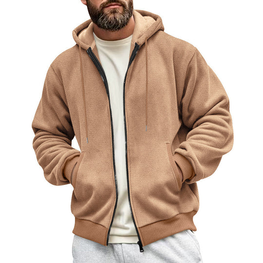 Herren sportliche Kapuzenjacke aus atmungsaktivem Material mit seitlichen Reißverschlusstaschen EB