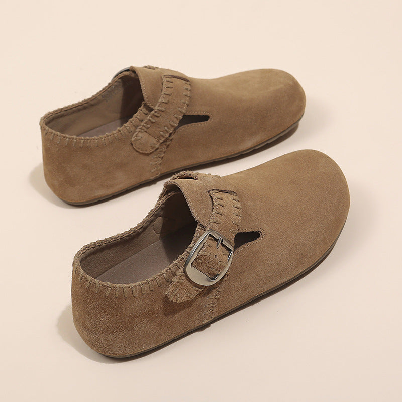 Damen Clogs aus weichem Wildleder mit verstellbarem Riemen EB