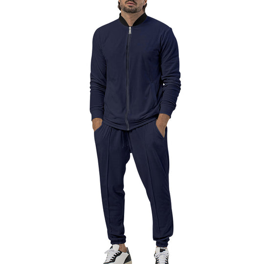 Herren sportliches Freizeit-Set mit durchgehendem Reißverschluss und elastischen Bündchen EB