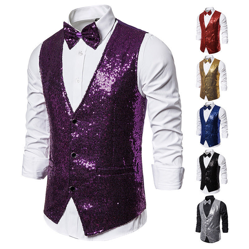 Herren eleganter Paillettenblazer mit passendem Fliege EB