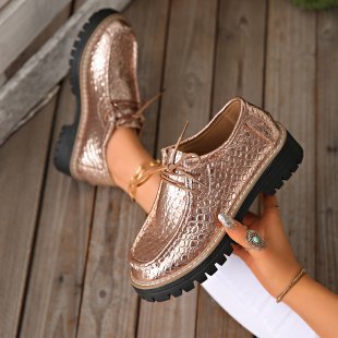 Damen Modische Schnürschuhe mit schimmerndem Schlangenleder-Design EB