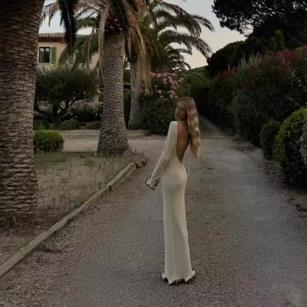 Damen Elegantes Sommerkleid mit raffinierten Ausschnitten und Wellenmuster EB