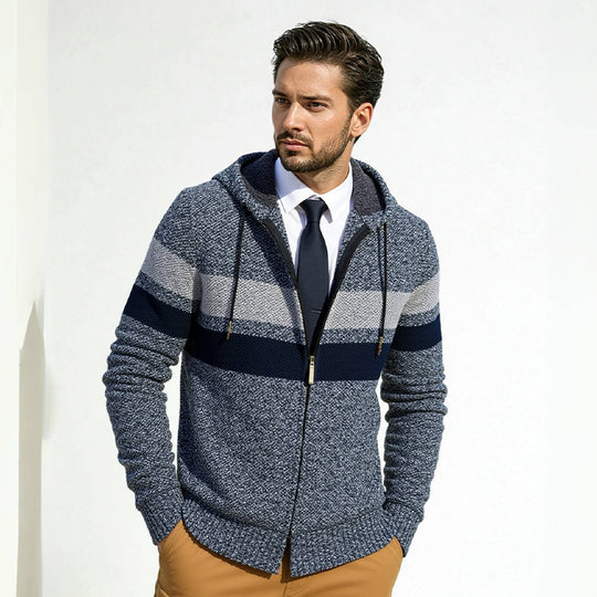 Herren Strickjacke mit Kapuze und modischem Zipper EB