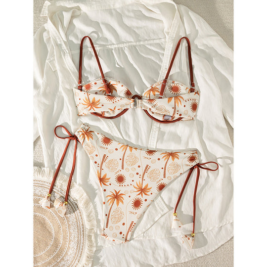 Damen Push-Up-Bikini mit floralem Design und verstellbaren Trägern EB