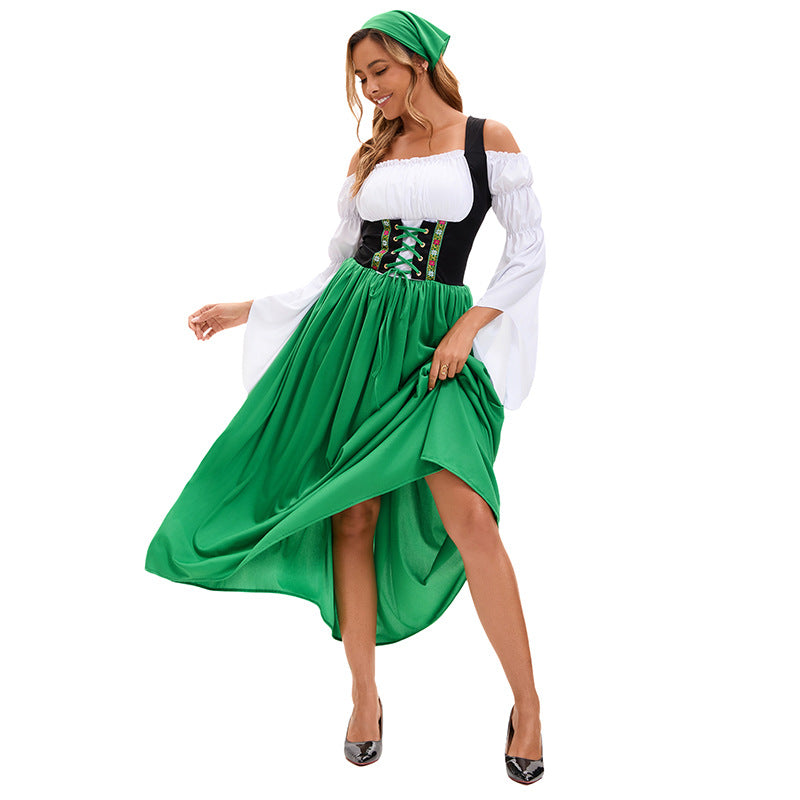 Damen nan Renaissance Dirndl Kostüm mit Schnürmieder und Carmenärmeln EB