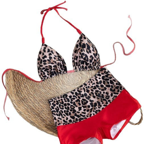 Damen Triangel-Bikini mit hochgeschnittenem Höschen und Animal-Print EB