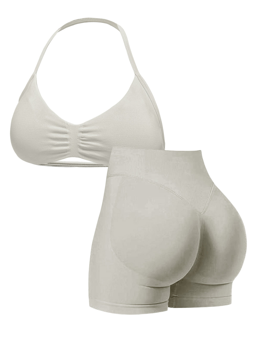 Damen Sport-Bikini-Oberteil mit hoch geschnittenen Shorts und nahtlosem Design EB
