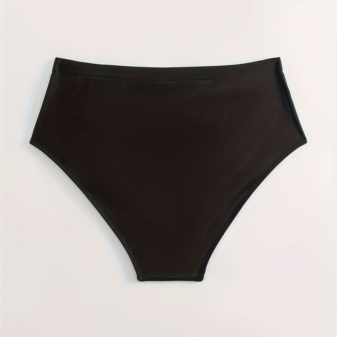 Damen High-Waist Bikinihose mit stilvollen Rüschendetails EB