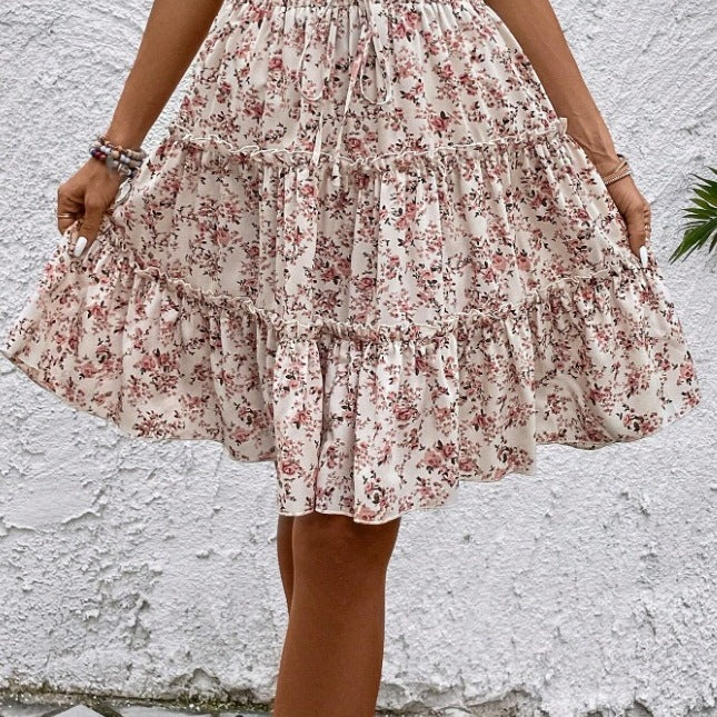 Damen luftiger Wickelrock mit Rüschendetails EB