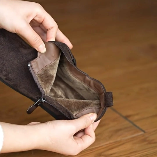 Damen Stylish Mokassins mit seitlichem Reißverschluss und bequemer Sohle EB