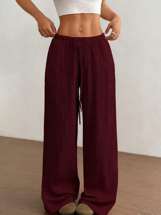 Damen weite, glänzende Palazzo-Hose EB