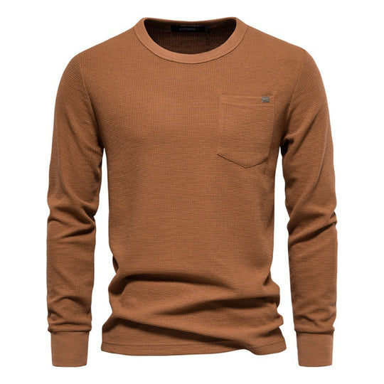 Herren Langarmshirt mit modularem Waffelstruktur und praktischer Brusttasche EB